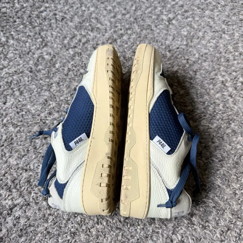 P448 Mason Womens Size EU 39 US 8.5-9 Casual Sneakers Shoes Ivory Blue Leather